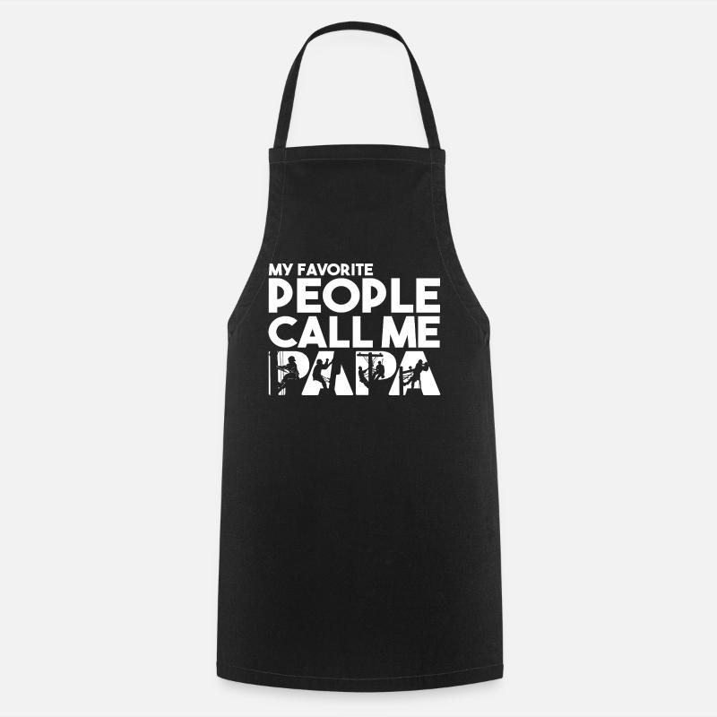Papa Line Worker Electrical Lineman Silhouette - Cooking Apron - black