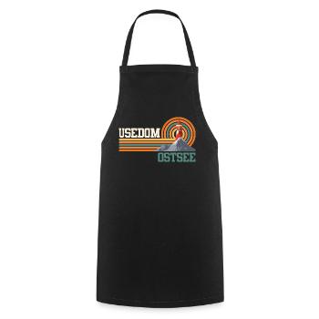 Insel USEDOM OSTSEE Urlaub Leuchtturm Lustig - Kochschürze - Schwarz - Vorne - AI Model Male 185 dark (185cm)