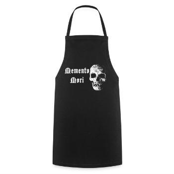 Memento Mori Skull – White Contrast - Cooking Apron - black - Front - AI Model Male 185 dark (185cm)