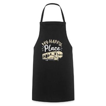 Mon Happy Place Camping rétro Camping Art de voyage - Tablier de cuisine - noir - Devant - AI Model Male 185 dark (185cm)