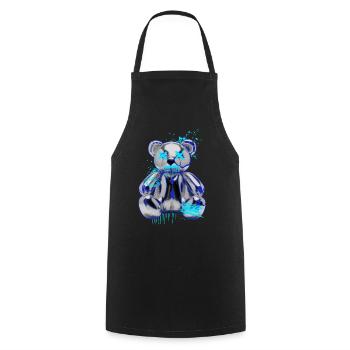 Graffiti Bear Neon Drop Teddy Bear - Cooking Apron - black - Front - AI Model Male 185 dark (185cm)