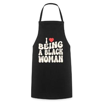 Proud Black Woman Identity Statement - Cooking Apron - black - Front - AI Model Male 185 dark (185cm)