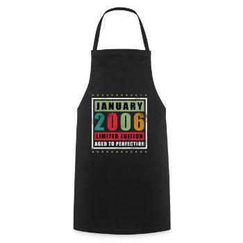 20th Birthday Vintage January Vintage 2006 - Cooking Apron - black - Front - AI Model Male 185 dark (185cm)