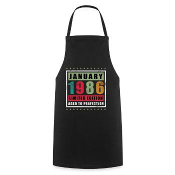 Légende du 40e anniversaire janvier 1986 - Tablier de cuisine - noir - Devant - AI Model Male 185 dark (185cm)