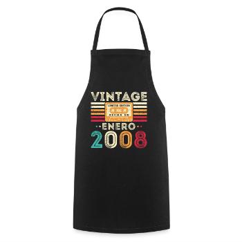 Januar 2008 Retro Vintage-Geburtstagsgeschenk - Kochschürze - Schwarz - Vorne - AI Model Male 185 dark (185cm)