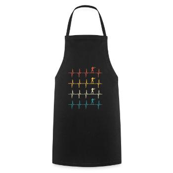 Biathlon Heartbeat Rétro Biathlète - Tablier de cuisine - noir - Devant - AI Model Male 185 dark (185cm)