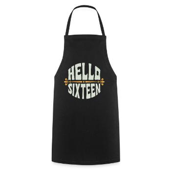 Bonjour Sixteen 16 Years Retro - Tablier de cuisine - noir - Devant - AI Model Male 185 dark (185cm)