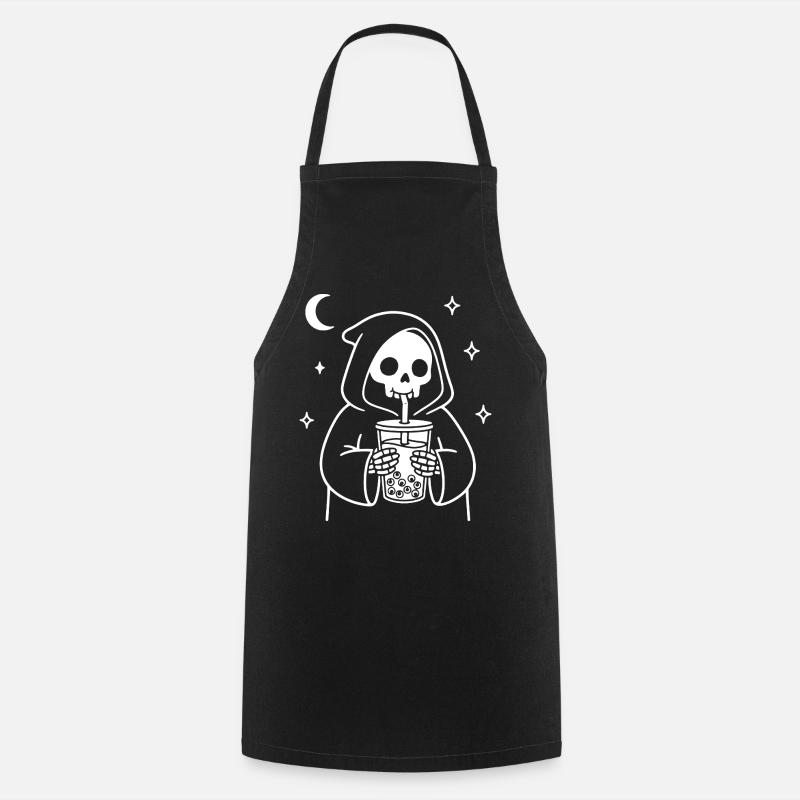 Grim Reaper with Bubble-Eye Tea - Cooking Apron - black