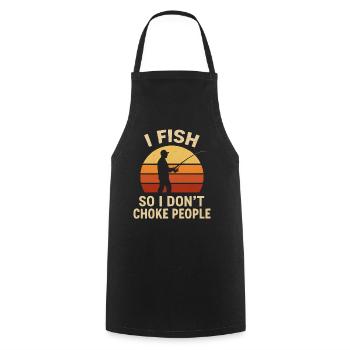 Je pêche pour ne pas étrangler les gens Pêcheur Spruch Angel - Tablier de cuisine - noir - Devant - AI Model Male 185 dark (185cm)