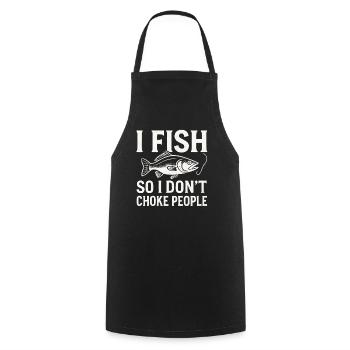 Je pêche pour ne pas étrangler les gens Pêcheur Spruch Angel - Tablier de cuisine - noir - Devant - AI Model Male 185 dark (185cm)