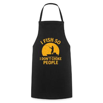 Je pêche pour ne pas étrangler les gens Pêcheur Spruch Angel - Tablier de cuisine - noir - Devant - AI Model Male 185 dark (185cm)