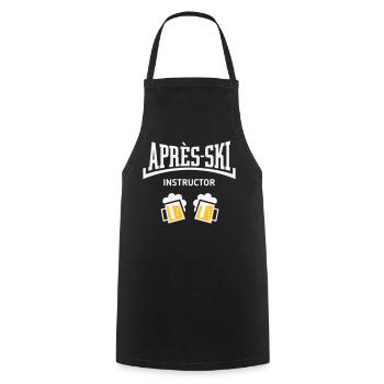 Après-Ski Instructor (Bier Apres Ski Konkav NEG2C) - Kochschürze - Schwarz - Vorne - AI Model Male 185 dark (185cm)