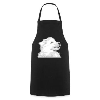 White puppy dog - Cooking Apron - black - Front - AI Model Male 185 dark (185cm)