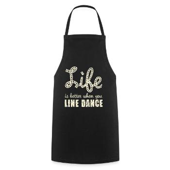 Line Dance Joie de vivre Rope Font - Cooking Apron - black - Front - AI Model Male 185 dark (185cm)