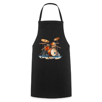 Batterie en aquarelle Instruments de musique - Tablier de cuisine - noir - Devant - AI Model Male 185 dark (185cm)