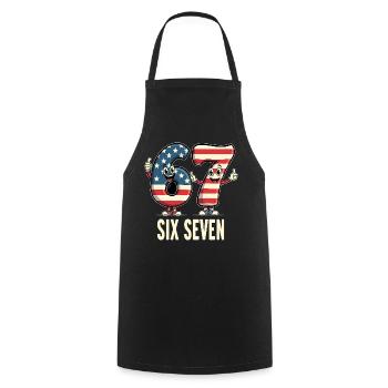 US Flag 67 Memes Six Seven - Cooking Apron - black - Front - AI Model Male 185 dark (185cm)