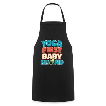 Prenatal Yoga Expectant Mother - Cooking Apron - black - Front - AI Model Male 185 dark (185cm)