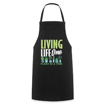 One Plant At A Time Plant Lovers - Cooking Apron - black - Front - AI Model Male 185 dark (185cm)