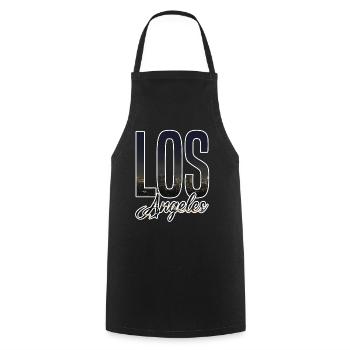Los Angeles Skyline Schriftzug - Kochschürze - Schwarz - Vorne - AI Model Male 185 dark (185cm)