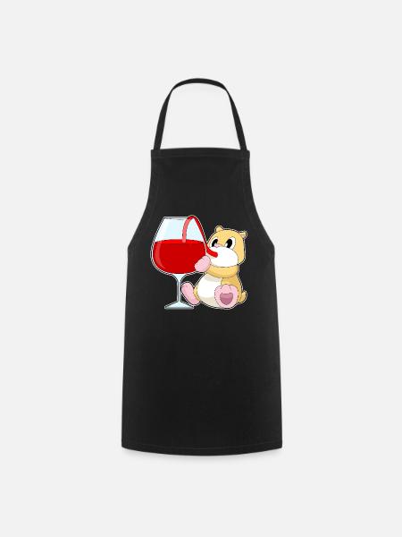 Hamster Rotwein - Kochschürze - Schwarz