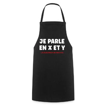 I Speak in X and Y — Math Teacher - Cooking Apron - black - Front - AI Model Male 185 dark (185cm)