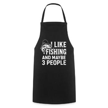 J’aime la pêche et peut-être trois personnes pêcher Angeln - Tablier de cuisine - noir - Devant - AI Model Male 185 dark (185cm)