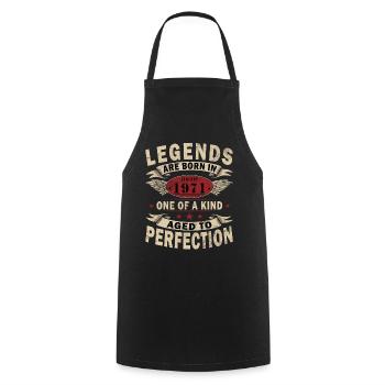55th Birthday Vintage January Vintage 1971 - Cooking Apron - black - Front - AI Model Male 185 dark (185cm)