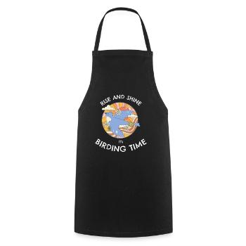 RISE AND SHINE, ITS BIRDING TIME - Cooking Apron - black - Front - AI Model Male 185 dark (185cm)