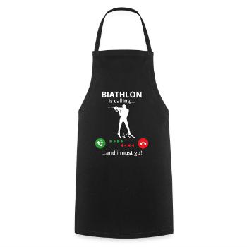 Le biathlon m’appelle et je dois y aller - Tablier de cuisine - noir - Devant - AI Model Male 185 dark (185cm)