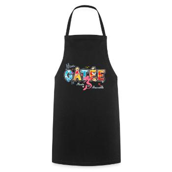 Ma Gatée, Expression marseillaise, valentines gift - Tablier de cuisine - noir - Devant - AI Model Male 185 dark (185cm)
