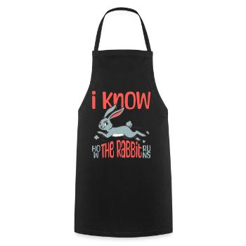 I Know How The Rabbit Runs Denglish - Cooking Apron - black - Front - AI Model Male 185 dark (185cm)