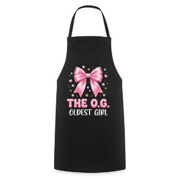 La fille la plus âgée : design familial de nœud rose - Tablier de cuisine - noir - Devant - AI Model Male 185 dark (185cm)