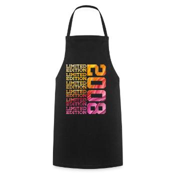 LIMITED EDITION 2008 18 YEARS 18TH BIRTHDAY - Cooking Apron - black - Front - AI Model Male 185 dark (185cm)