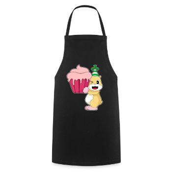 Hamster Birthday Cupcake - Cooking Apron - black - Front - AI Model Male 185 dark (185cm)