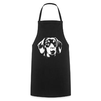 Faithful Dachshund Portrait Black White - Cooking Apron - black - Front - AI Model Male 185 dark (185cm)
