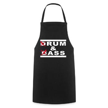 Rum & Ass – Jeu de mots Drum and Bass - Tablier de cuisine - noir - Devant - AI Model Male 185 dark (185cm)