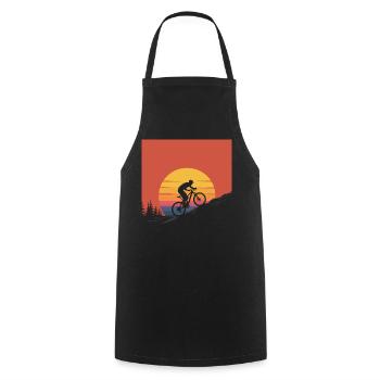 Mountain Biker Sunset Silhouette - Cooking Apron - black - Front - AI Model Male 185 dark (185cm)