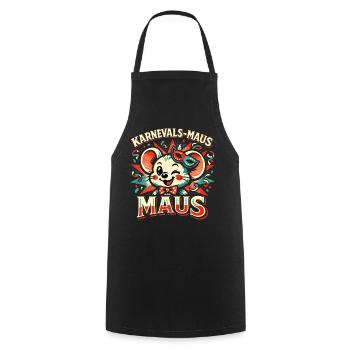 Karnevalsmaus Kostüm Damen Lustig Fasching  - Kochschürze - Schwarz - Vorne - AI Model Male 185 dark (185cm)