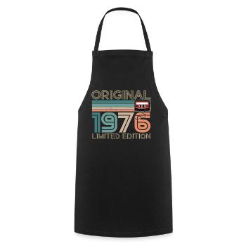 50 ans 50e Anniversaire 1976 Original Vintage - Tablier de cuisine - noir - Devant - AI Model Male 185 dark (185cm)