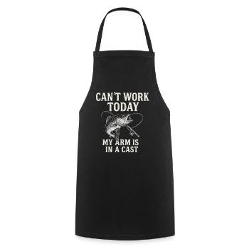 I Can't Work Today My Arm Is In A Cast Angler - Cooking Apron - black - Front - AI Model Male 185 dark (185cm)
