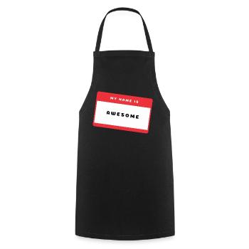 Awesome Namensschild - Kochschürze - Schwarz - Vorne - AI Model Male 185 dark (185cm)