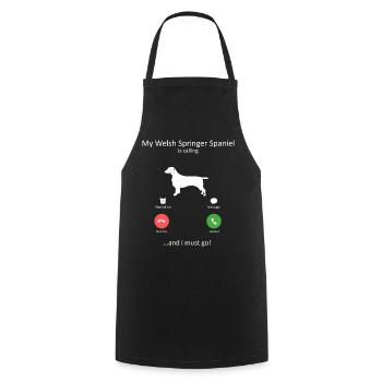 Le Welsh Springer Spaniel appelle le chien drôle - Tablier de cuisine - noir - Devant - AI Model Male 185 dark (185cm)