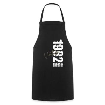 Chemise pour le 44e anniversaire – Original 1982 Vintage Retro - Tablier de cuisine - noir - Devant - AI Model Male 185 dark (185cm)