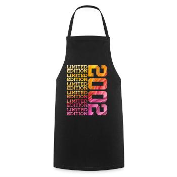 LIMITED EDITION 2002 24 YEARS 24TH BIRTHDAY - Cooking Apron - black - Front - AI Model Male 185 dark (185cm)