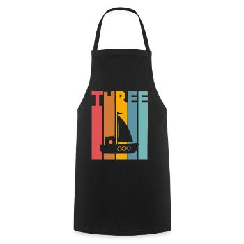 Voilier du 3e anniversaire - Tablier de cuisine - noir - Devant - AI Model Male 185 dark (185cm)