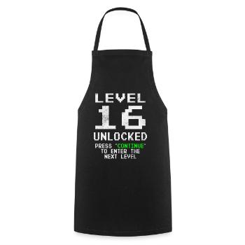 Level Unlocked Gamer Geburtstag 16 Jahre - Kochschürze - Schwarz - Vorne - AI Model Male 185 dark (185cm)