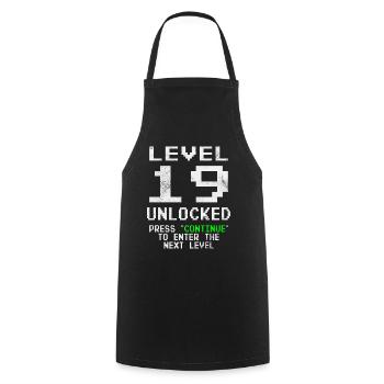Gamer Level 19 Unlocked - Gaming - Cooking Apron - black - Front - AI Model Male 185 dark (185cm)