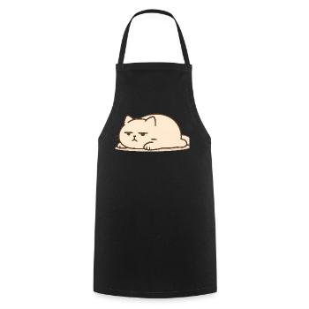 Schlafende Katze im Kawaii Stil - Kochschürze - Schwarz - Vorne - AI Model Male 185 dark (185cm)