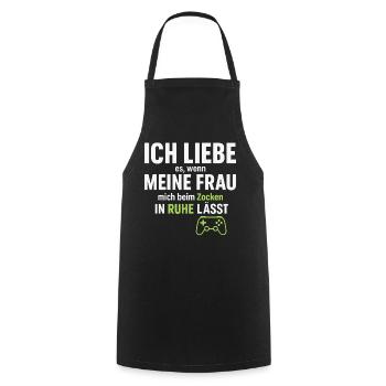 I love my wife – when she lets me gamble - Cooking Apron - black - Front - AI Model Male 185 dark (185cm)