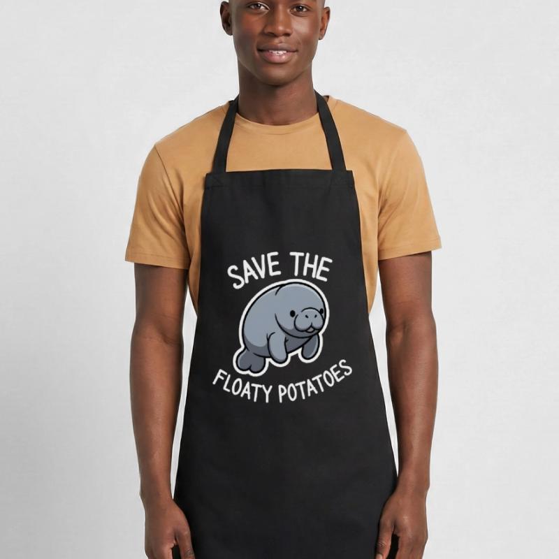 Cute Manatee Save the Floaty Potatoes  Cooking Apron